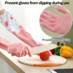 Long Reusable Dishwashing Gloves with Warm Fleece Lining – Extra Long Waterproof Rubber Cleaning Gloves, Anti-Slip, Heat Resistant for Kitchen, Laundry, and Household Use (Random Color) Rs 33 - Image 3