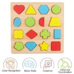Colorful Geometric Shapes Wooden Cognitive Board Puzzle – Educational Learning Toy for Kids (1–3 Years, Safe & Durable)