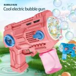 Children’s Handheld Porous Electric Bubble Gun with Lights & Music – Automatic Mess-Free Bubble Blower with Bottle Fix System for Indoor/Outdoor Play, Pool Parties, Birthdays & Special Events (Random Color)